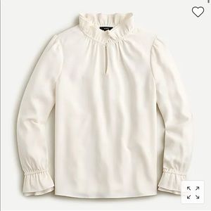 EUC J.Crew Ruffleneck top in RED 365 crepe